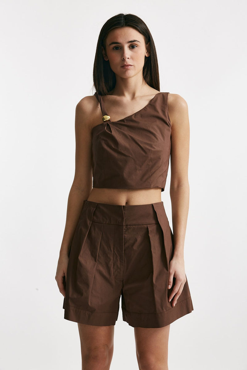 top crop monospalla cioccolato women Federica tosi