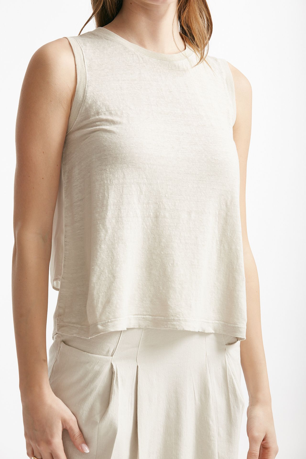 top in cotone e lino beige women Transit par such - 4