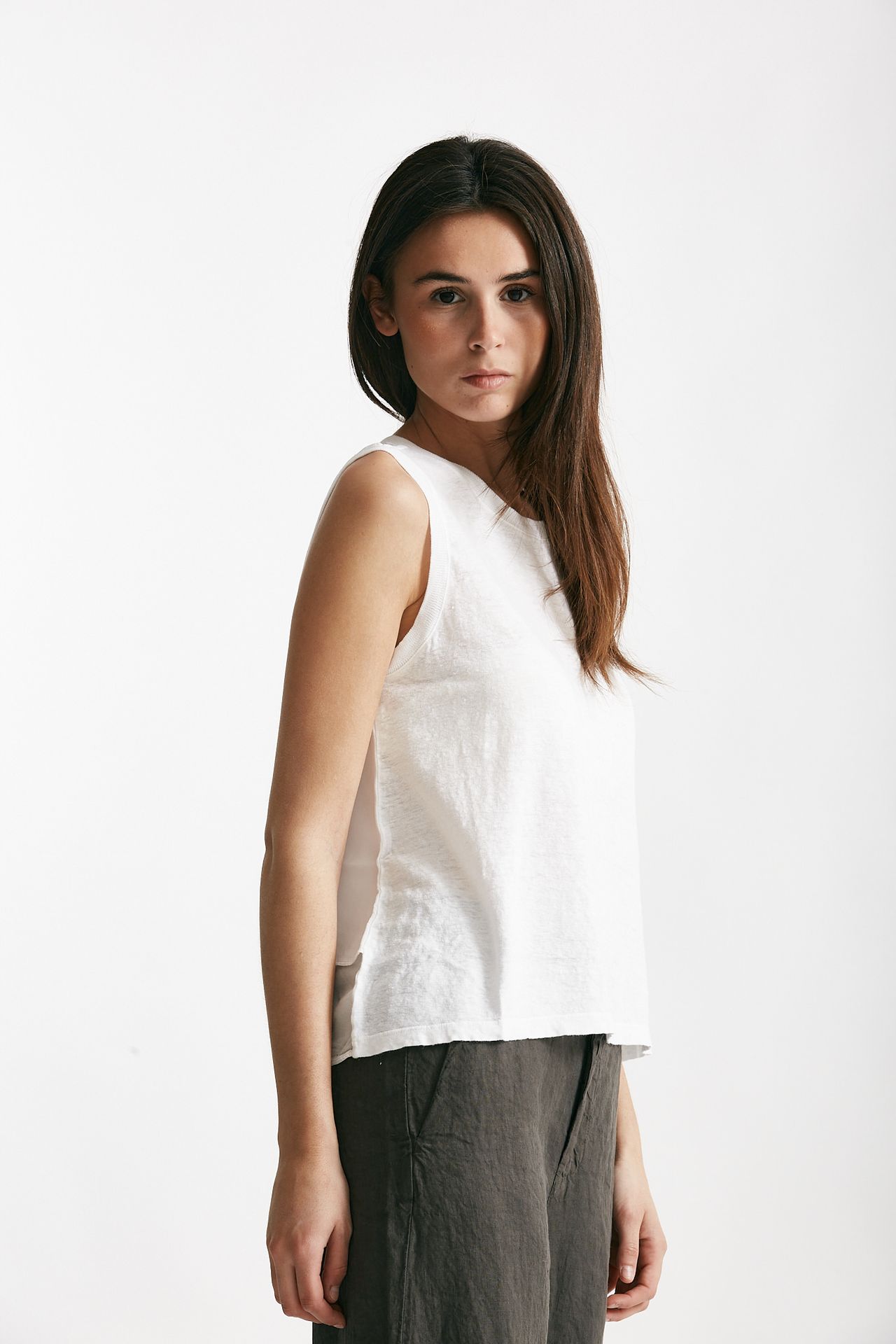 top in cotone e lino bianco women Transit par such - 3