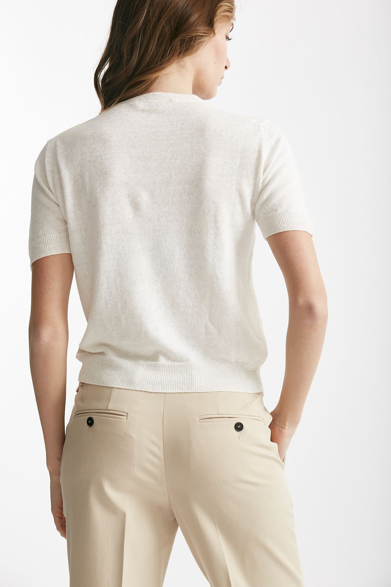 t-shirt in lino bianco women Zanone - 3