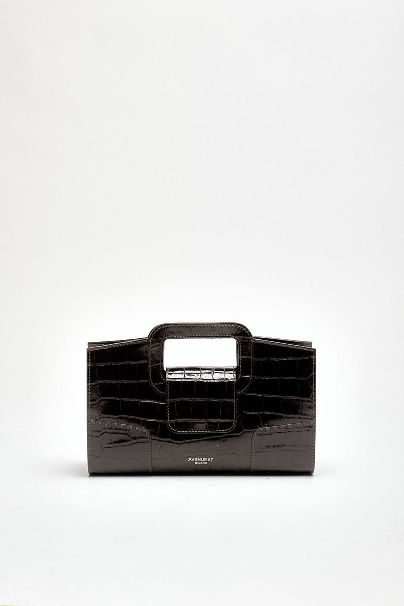 Pochette SQUARE in pelle cocco testa di moro women Avenue 67