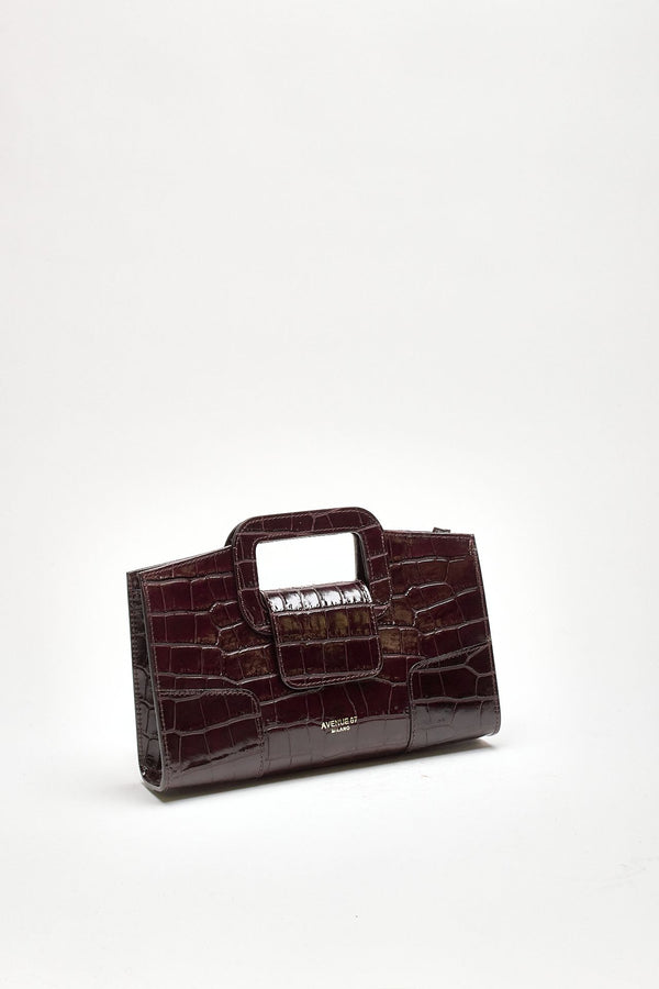 Pochette SQUARE in pelle stampa cocco bordeaux women Avenue 67