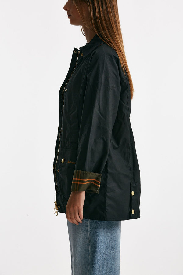 giubbino in cotone cerato beadnell modern wax nero women Barbour