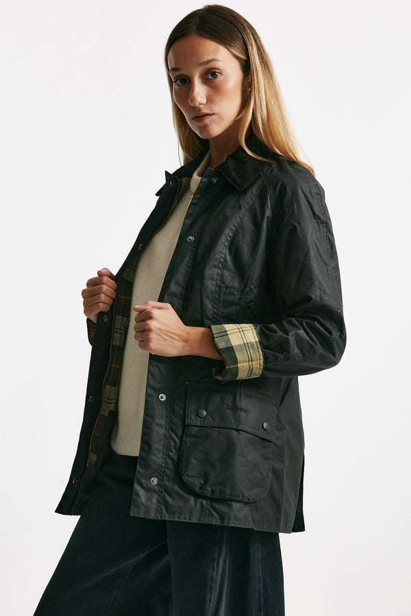 giubbino in cotone cerato beadnell wax verde women Barbour