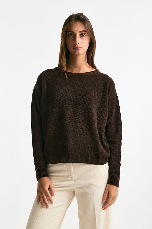 Maglia scollo in cashmere marrone women Clouds