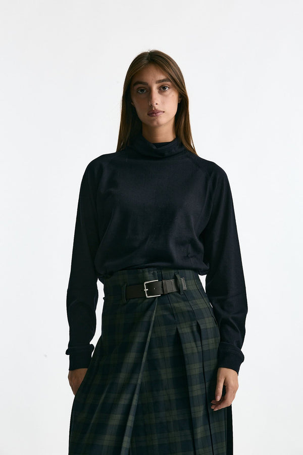 Maglia dolcevita in lana rasata blu women Department five