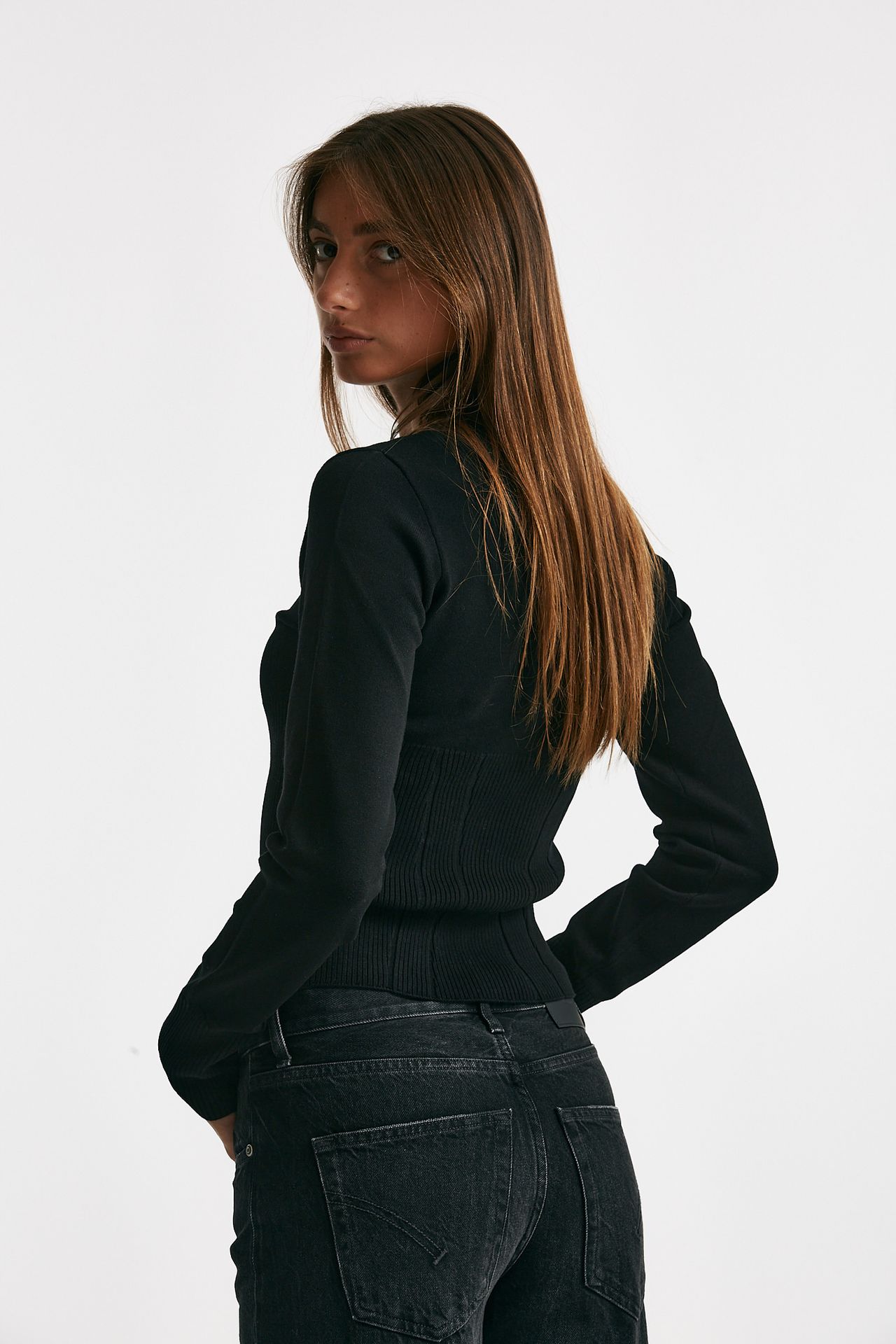 maglia girocollo sciancrata nero women Dondup - 3