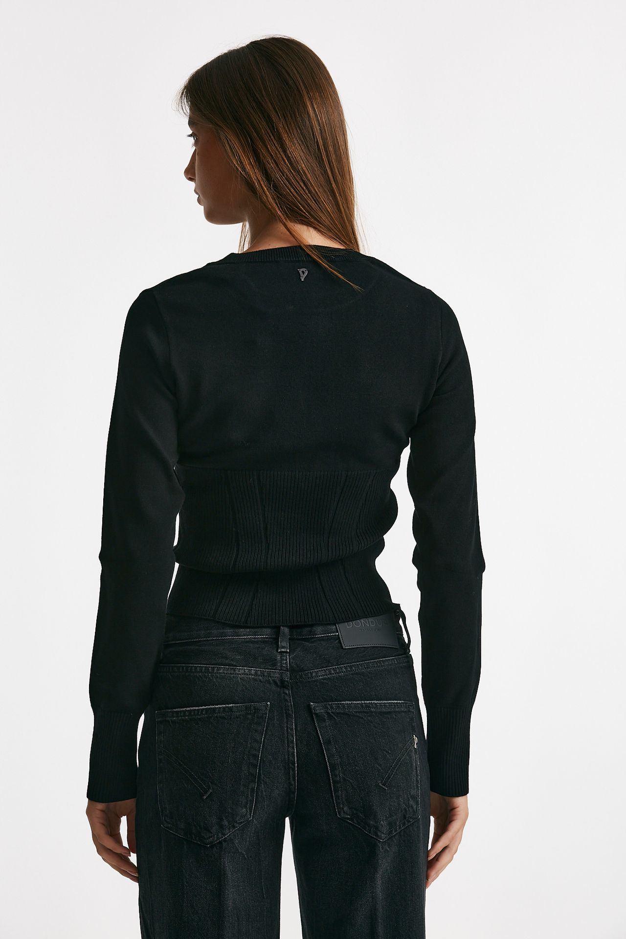 maglia girocollo sciancrata nero women Dondup - 4