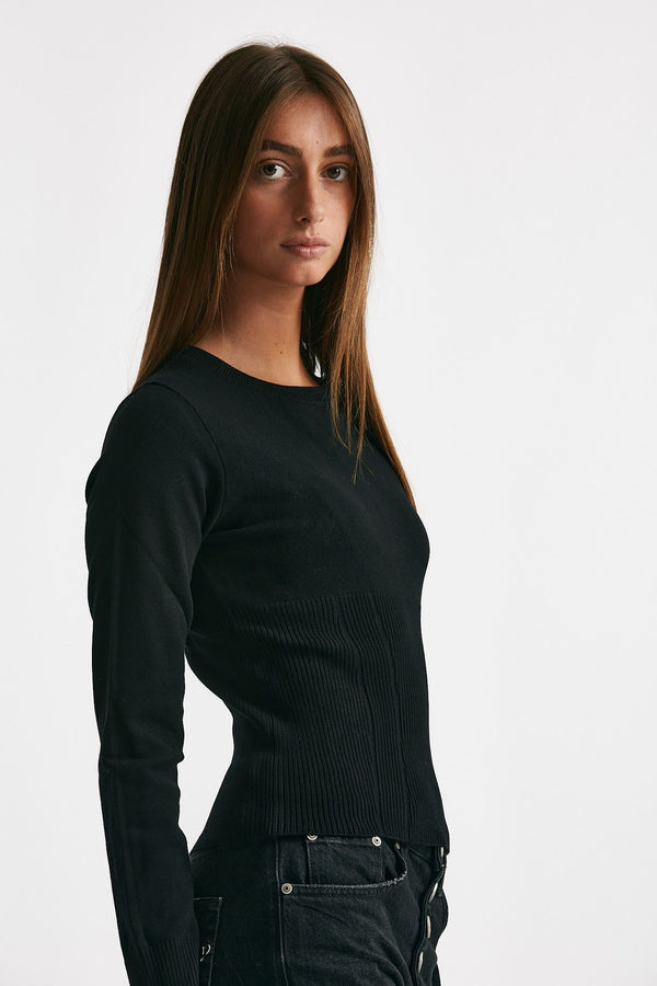maglia girocollo sciancrata nero women Dondup
