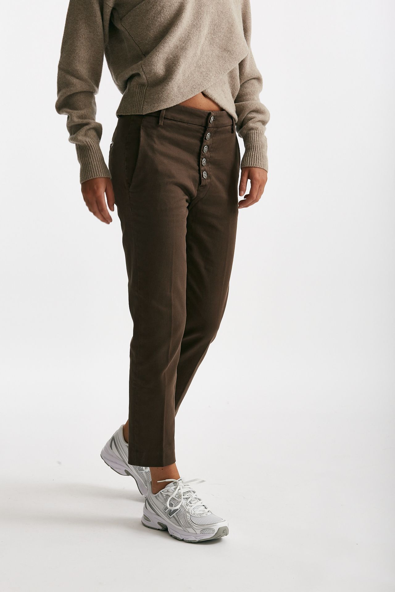 pantaloni nima loose in cotone marrone women Dondup - 4