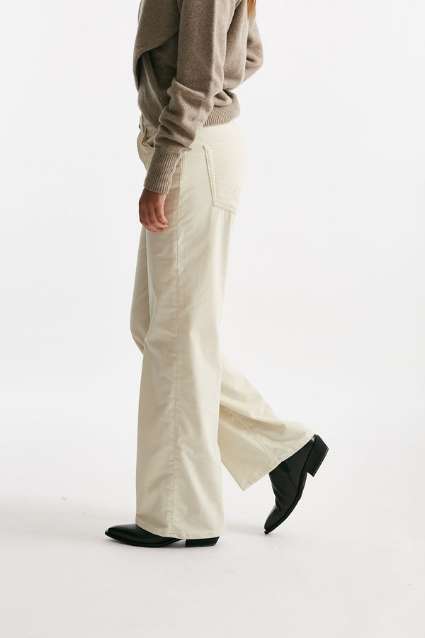 pantalone wide leg in velluto jackline panna women Dondup