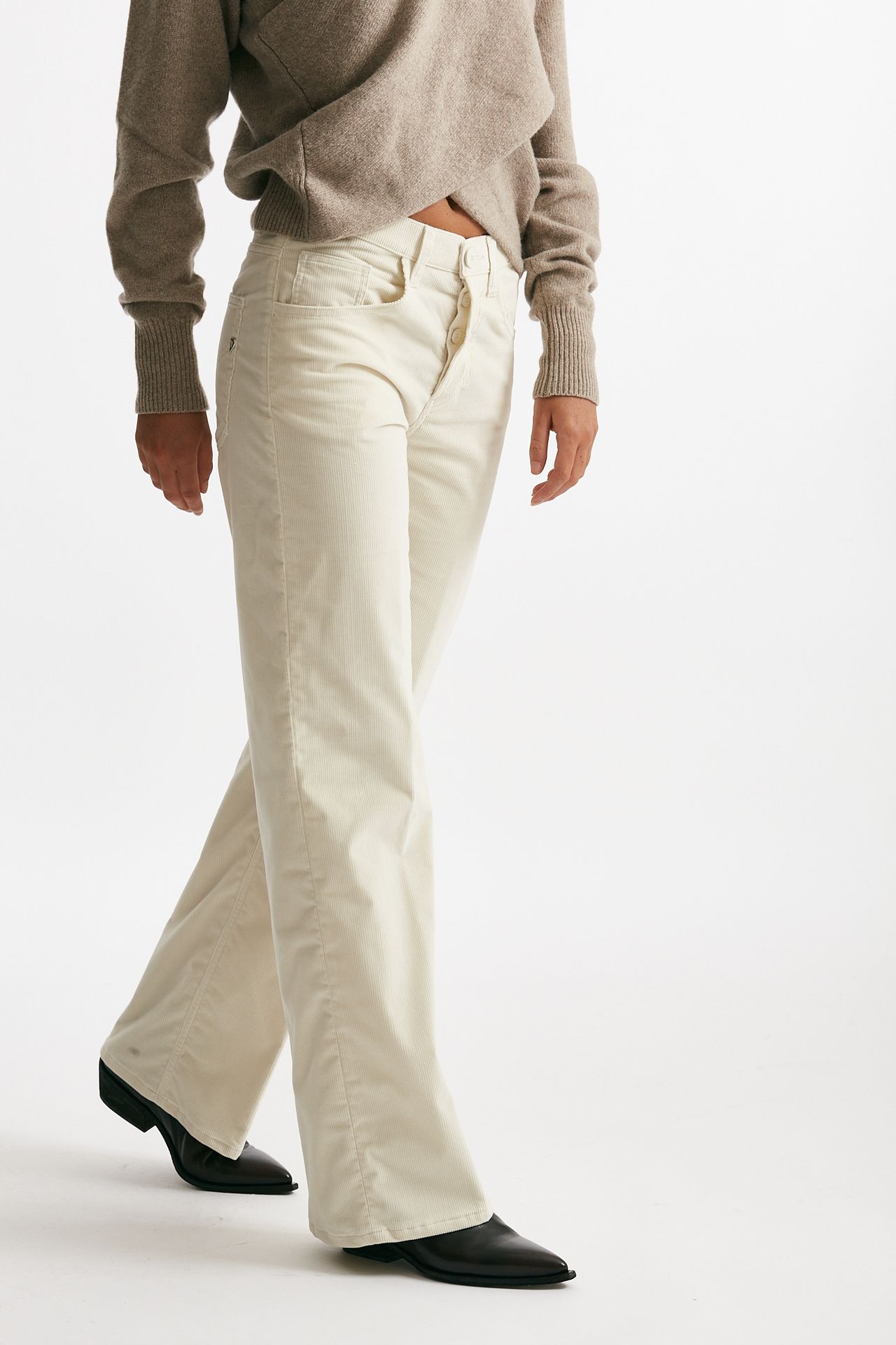 pantalone wide leg in velluto jackline panna women Dondup - 4