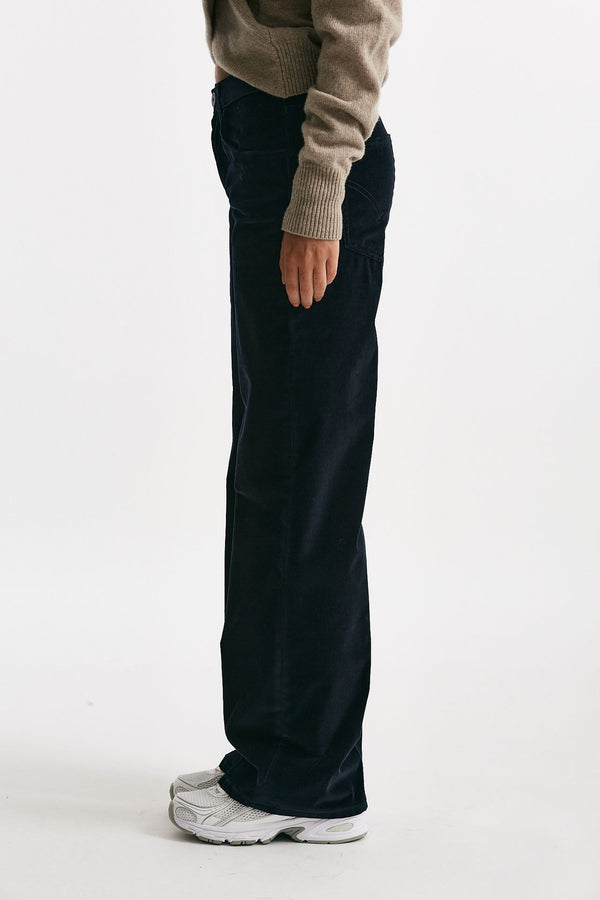 pantalone wide leg jackline in velluto blu women Dondup