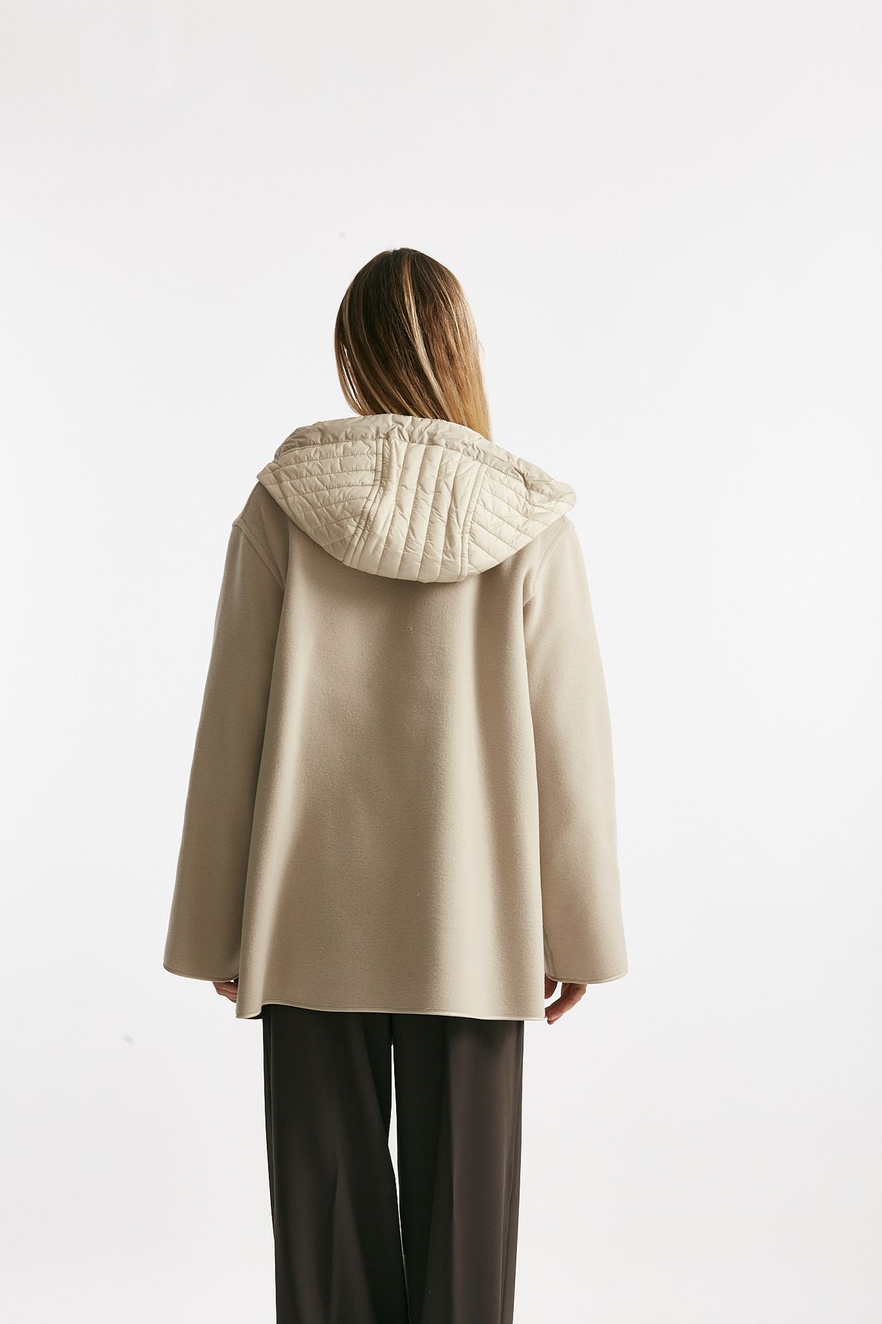 caban bimateriale in lana e cachemire beige e panna women Fay - 4