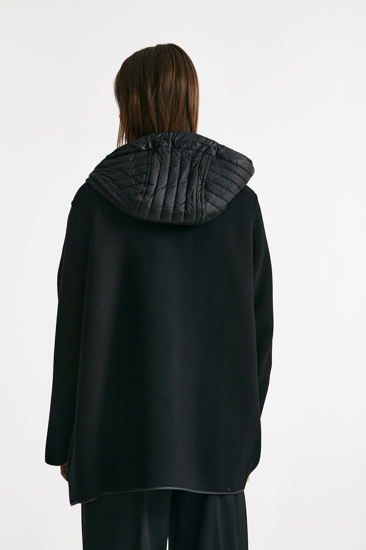 caban bimateriale in lana e cachemire nero women Fay - 3