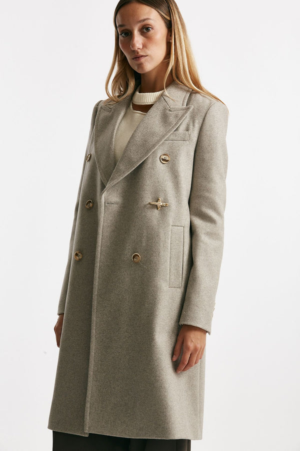 cappotto in panno di lana e cashmere beige women Fay