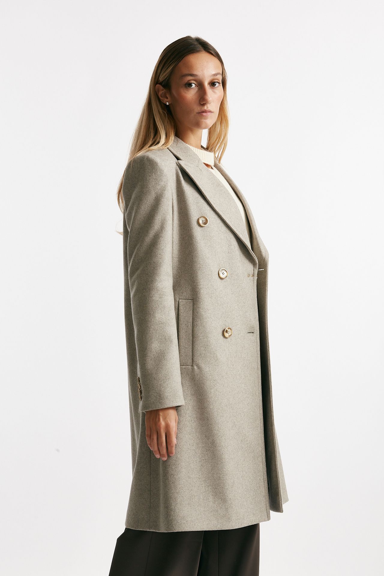 cappotto in panno di lana e cashmere beige women Fay - 4