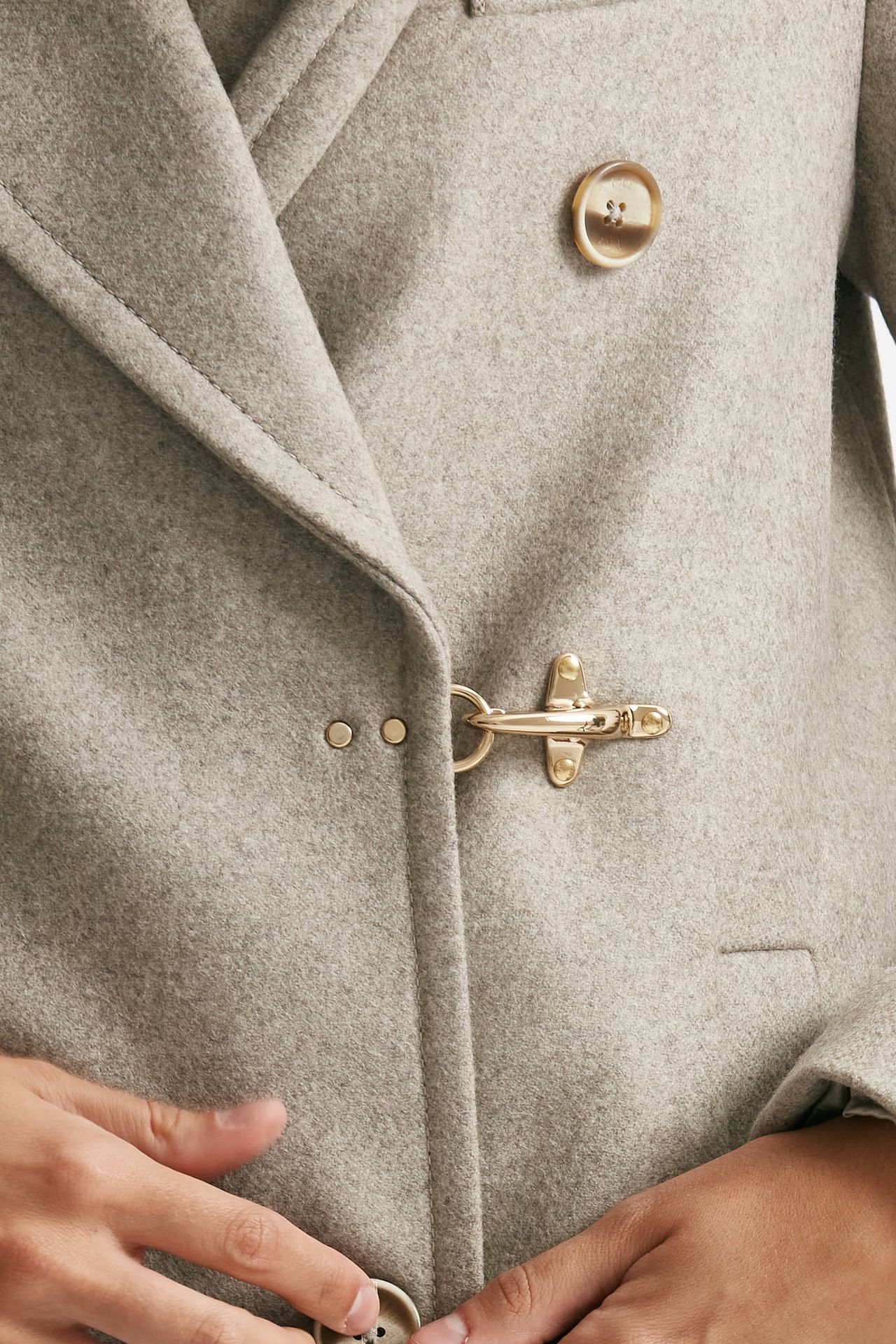 cappotto in panno di lana e cashmere beige women Fay - 6