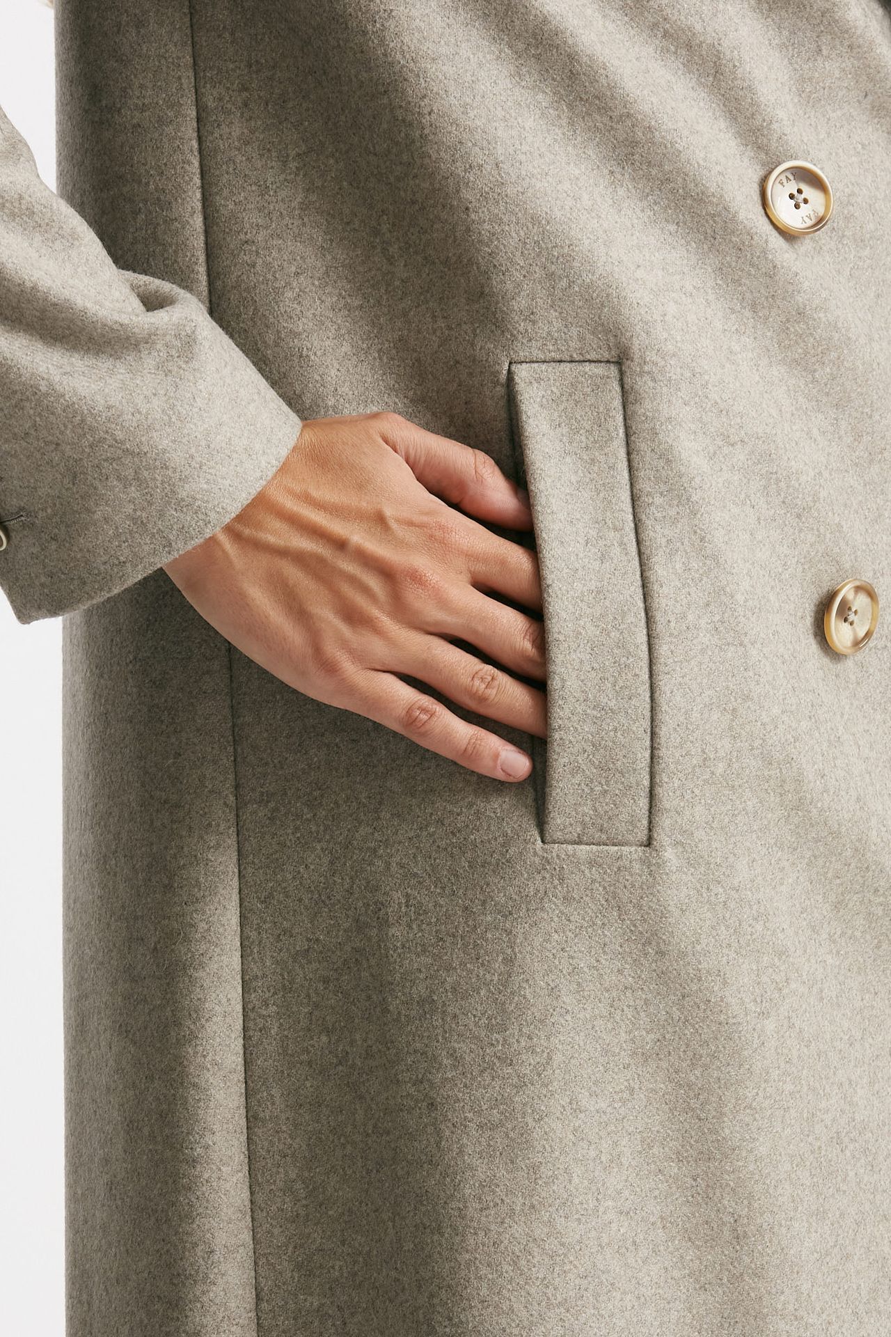 cappotto in panno di lana e cashmere beige women Fay - 8