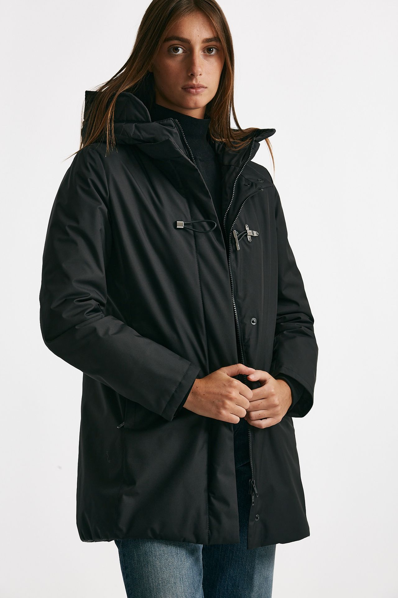 giaccone toggle in gabardina tecnica nero women Fay - 4