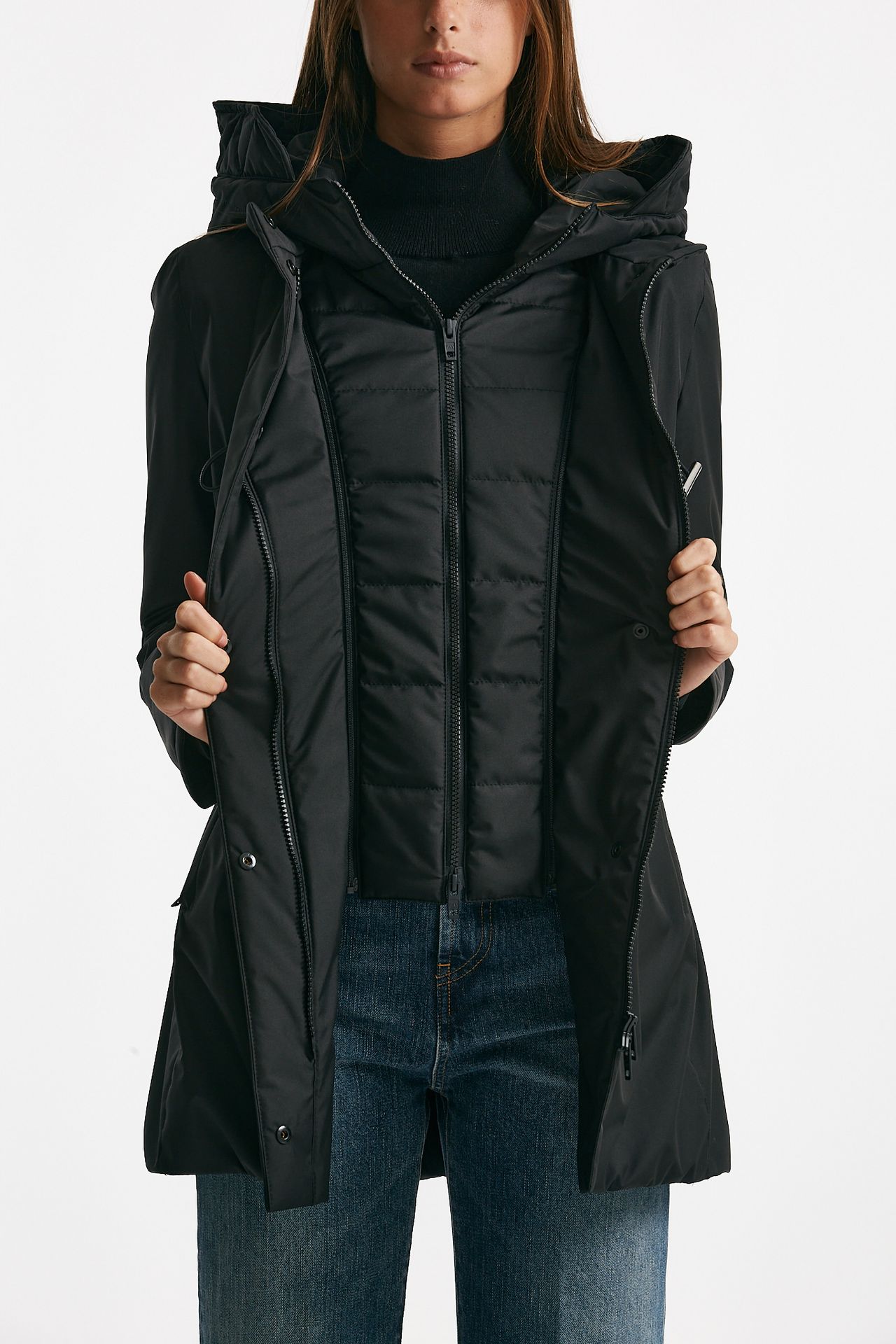 giaccone toggle in gabardina tecnica nero women Fay - 7