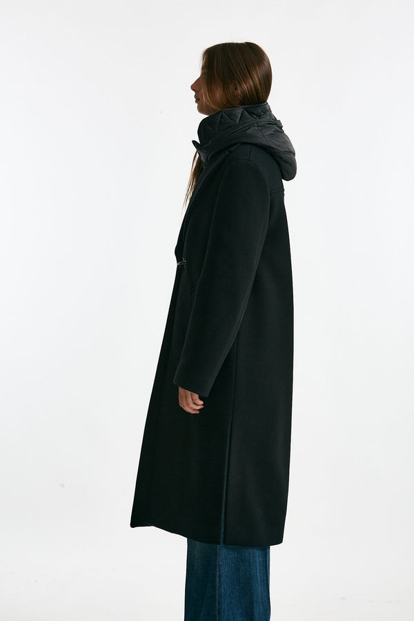 Cappotto double front in lana e cashmere nero women Fay