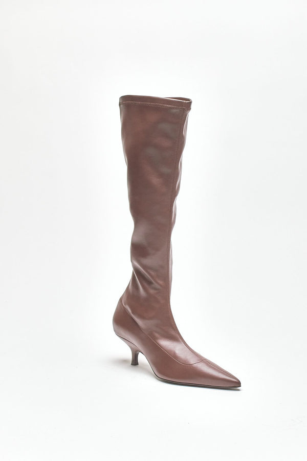 stivali hera in pelle sintetica cioccolato women Gia borghini