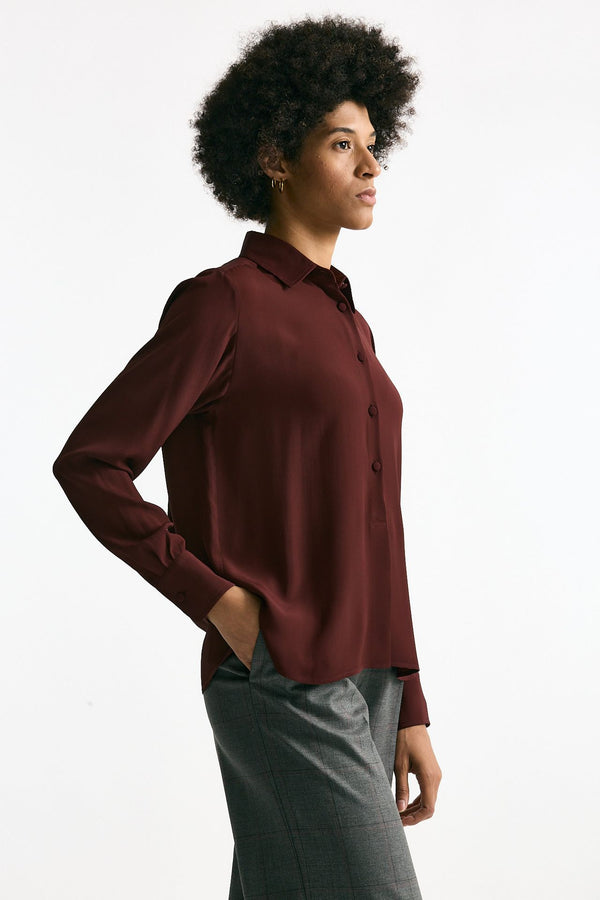 Camicia serafino misto seta bordeaux women Grifoni