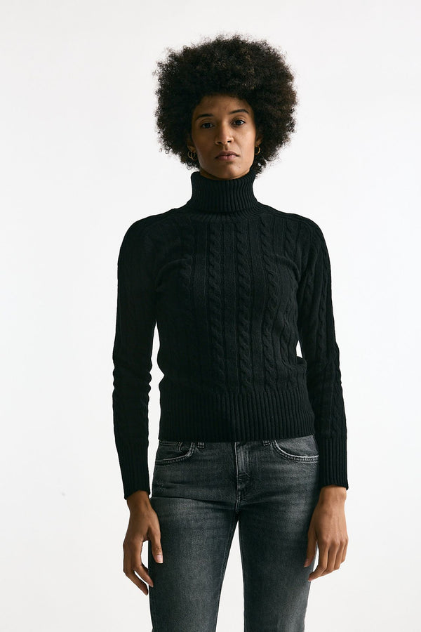 Maglia a trecce in cashmere nero women Grifoni