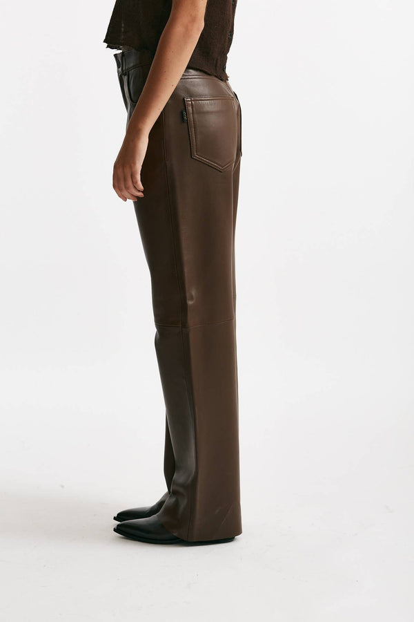 pantalone bonnie in pelle cioccolato women Haikure