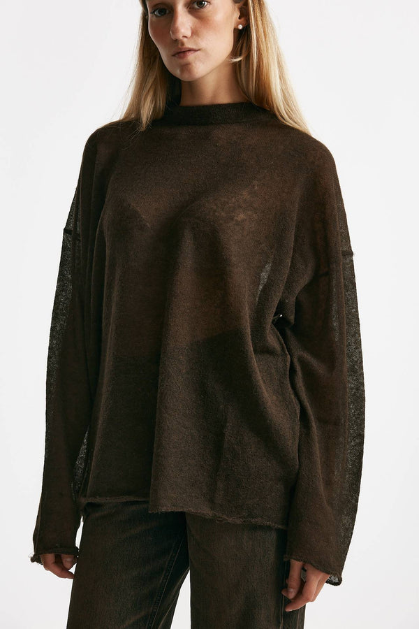 maglia girocollo over garzata cioccolato women Haikure