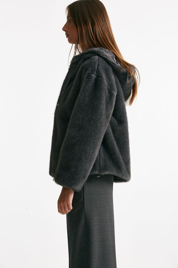 giubbino in eco-pelliccia grigio antracite women Herno