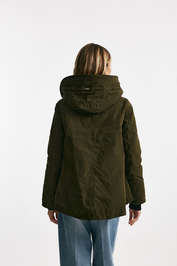 parka corto in gabardina di cotone verde militare women Herno