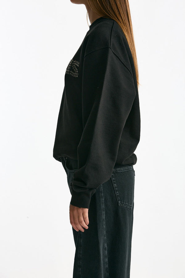 Felpa in cotone destroyed nero women Laneus