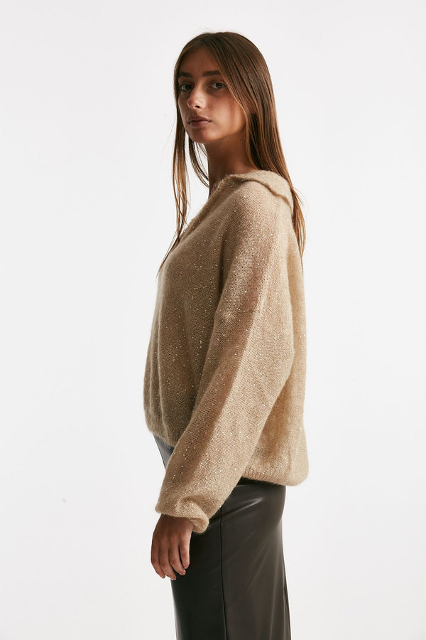 maglia micro-paillettes cammello women Nude