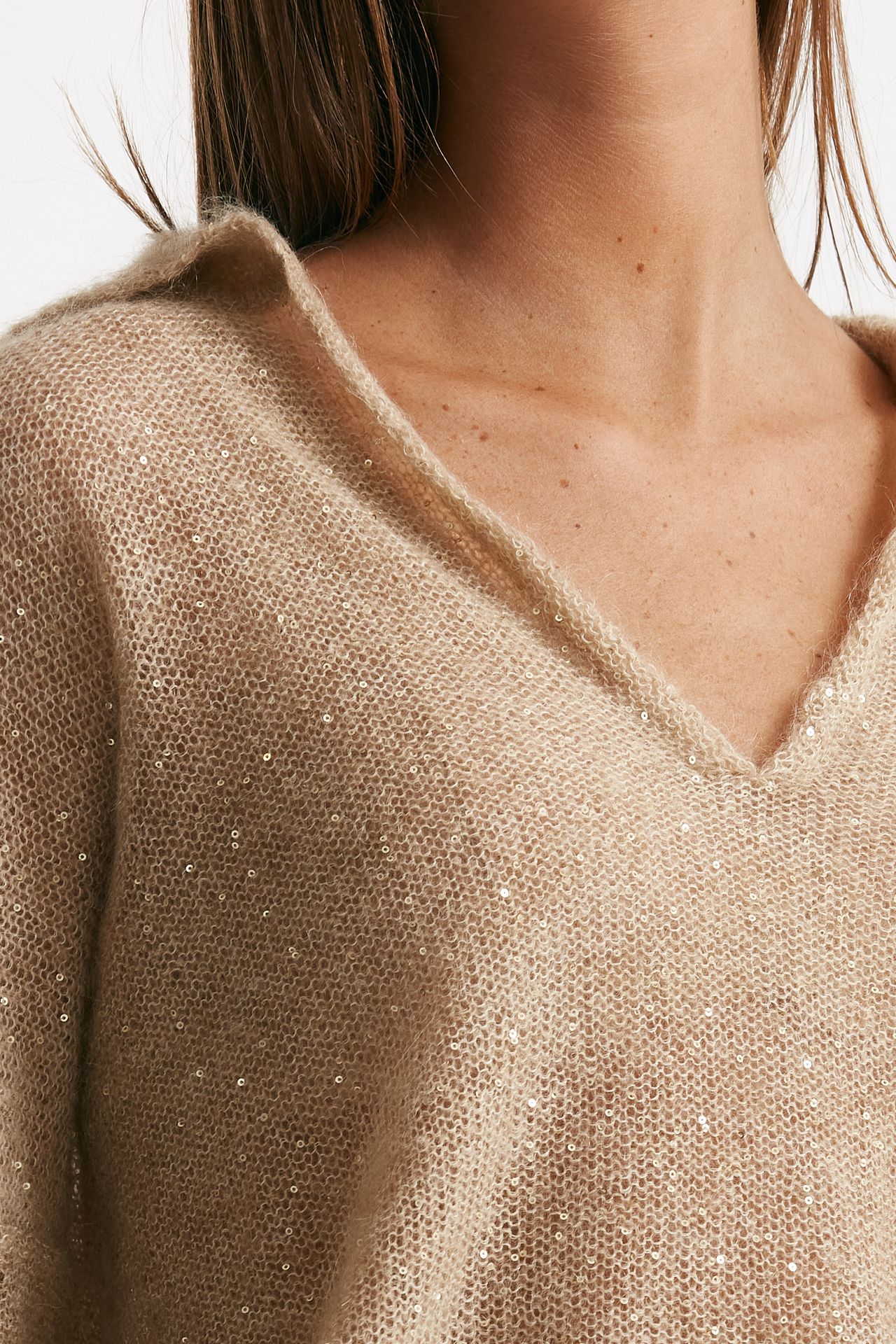 maglia micro-paillettes cammello women Nude - 4