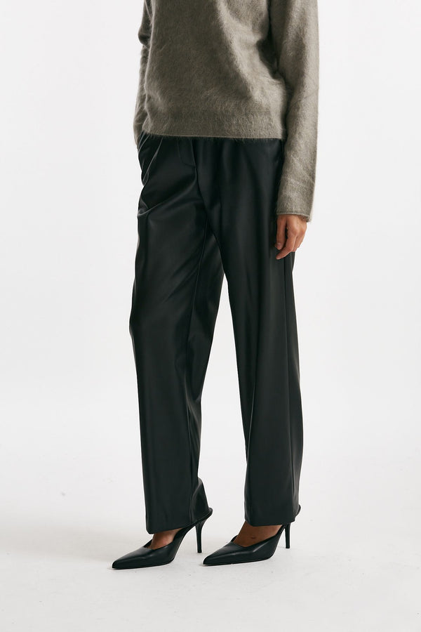 pantalone dritto eco pelle nero women Nude