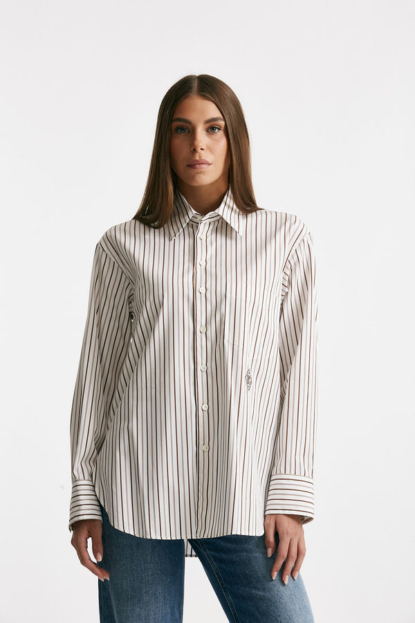 Camicia over bianca rigata women Seafarer