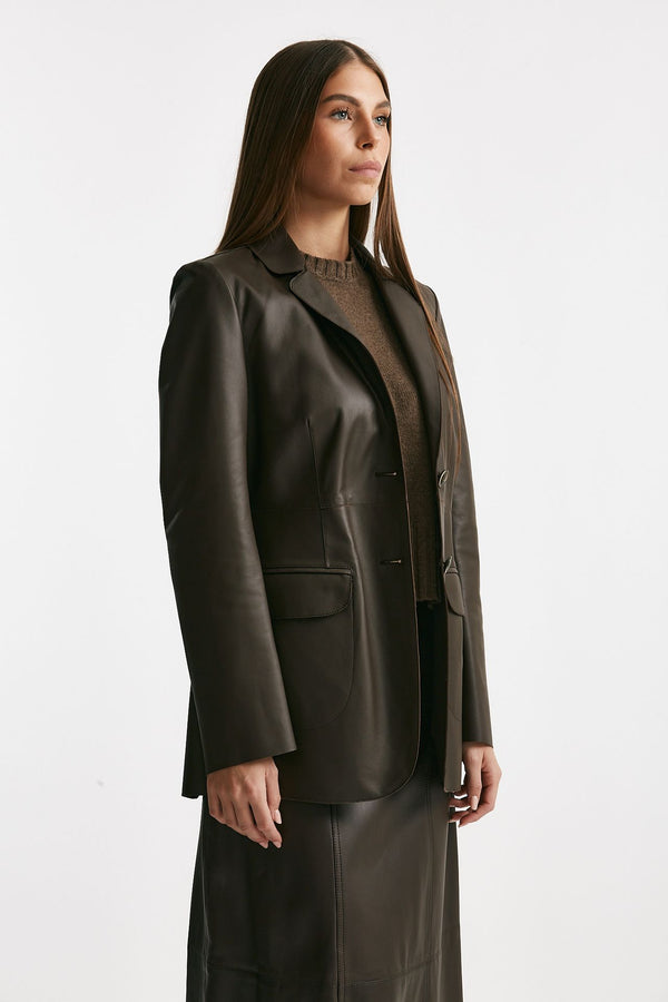 Giacca in vera pelle marrone women Myskin