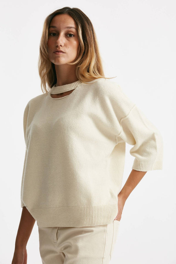 maglia cut off panna women Federica tosi