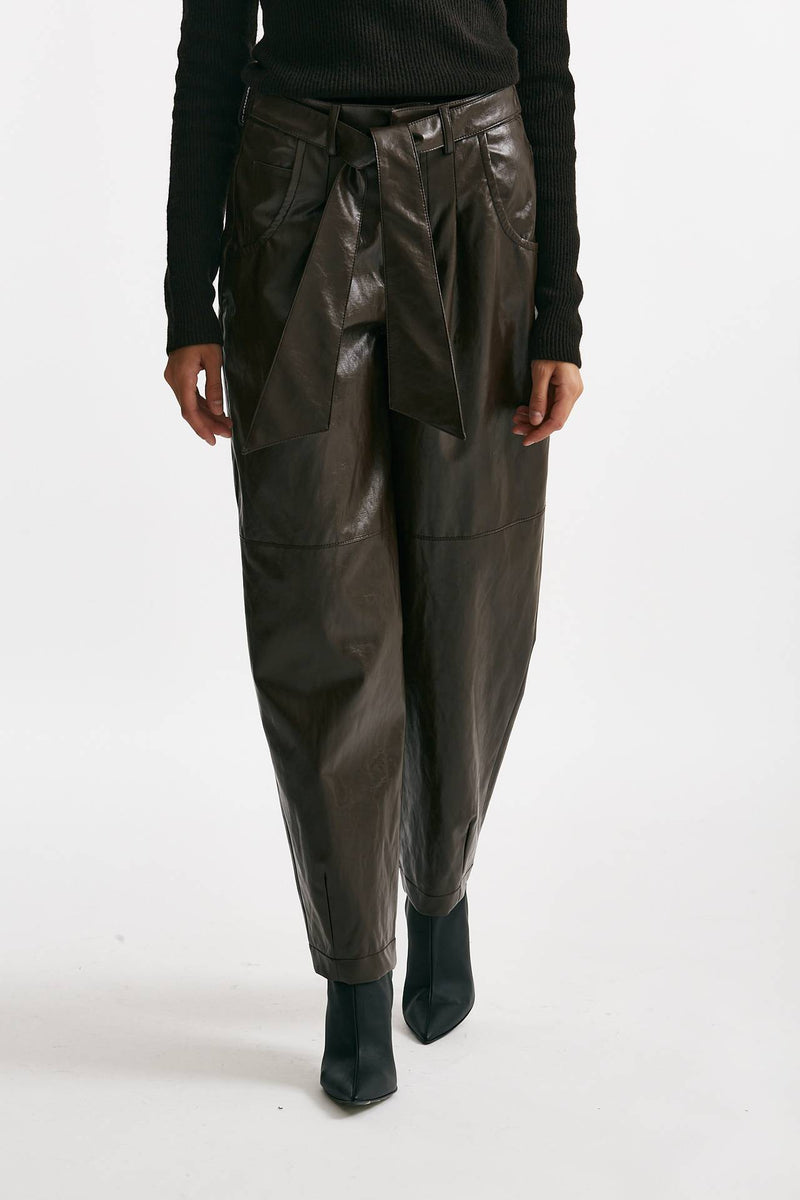 pantalone morbido in eco pelle cioccolato women Federica tosi