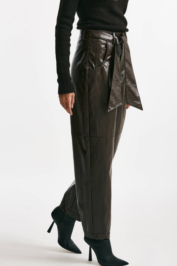 pantalone morbido in eco pelle cioccolato women Federica tosi