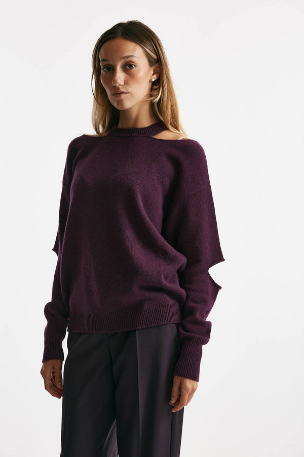 maglia over cut off melanzana women Federica tosi