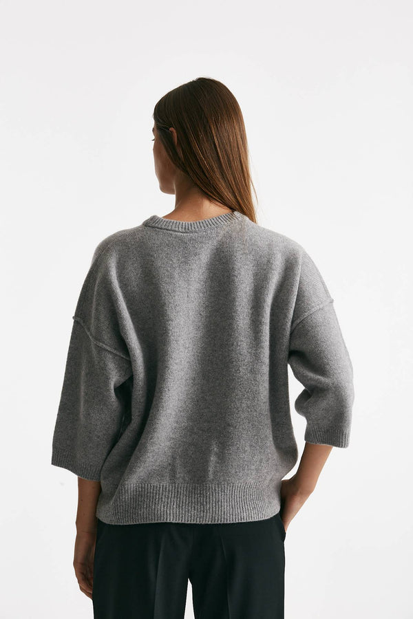 maglia cut off grigio melange women Federica tosi