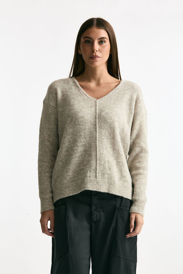 Maglia scollo a v grigio melange women Transit par such