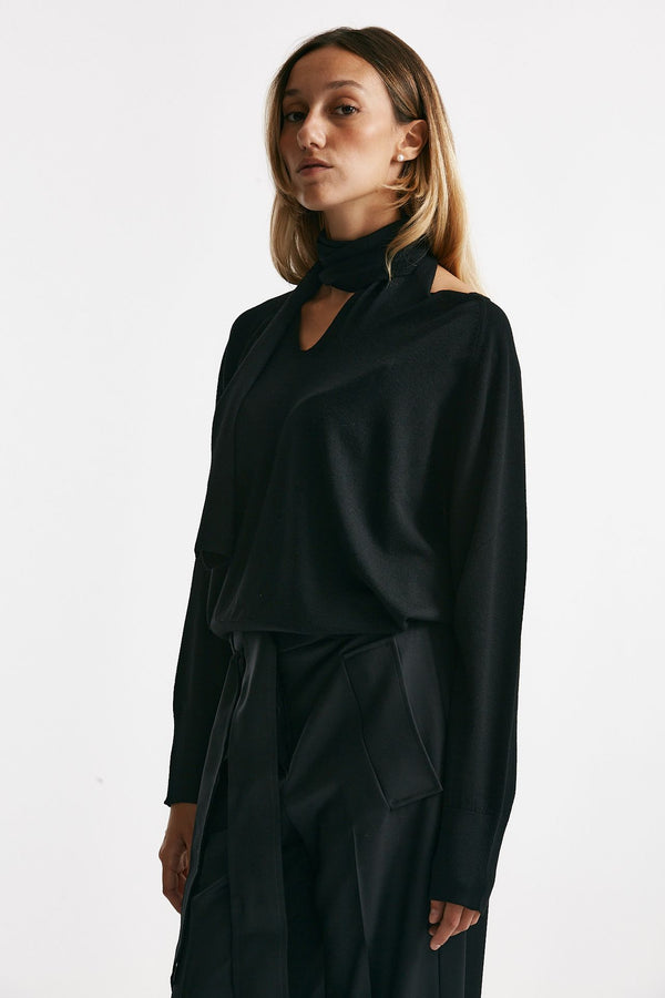 Maglia in lana rasata nero women Zanone