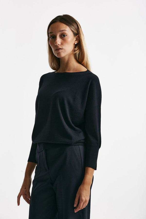 Maglia in lana rasata blu notte women Zanone