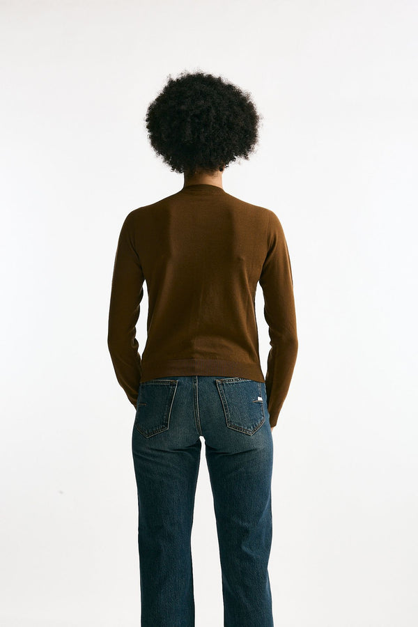 Cardigan in lana rasata cammello women Zanone