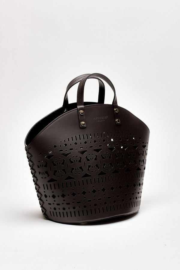 Cesta rigida DINAH in pelle laserata testa di moro women Avenue 67