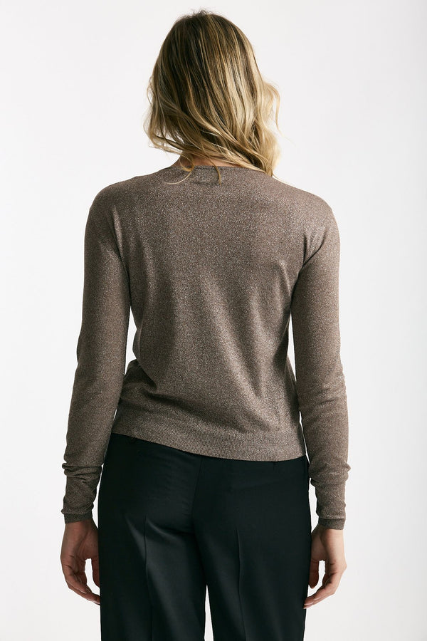 Cardigan slim in viscosa tortora con filo lurex women Be you
